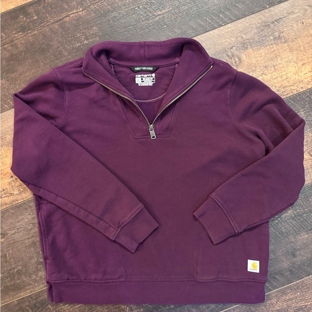Carhartt Women's Half-Zip Sweatshirt in Deep Plum